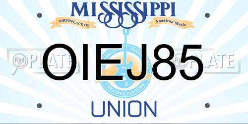 OIEJ85 Mississippi License Plate