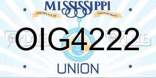 OIG4222 Mississippi License Plate