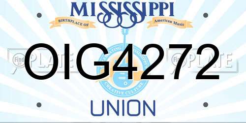 OIG4272 Mississippi License Plate