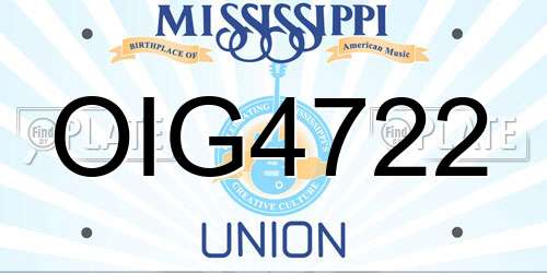 OIG4722 Mississippi License Plate