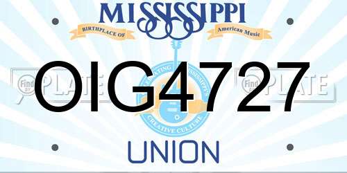 OIG4727 Mississippi License Plate