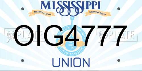 OIG4777 Mississippi License Plate