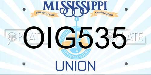 OIG535 Mississippi License Plate