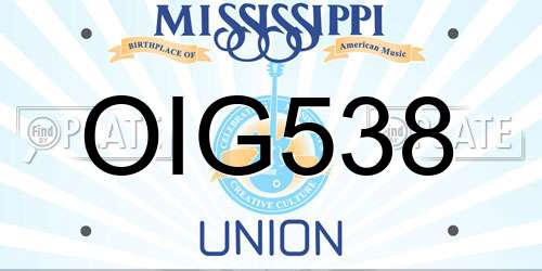 OIG538 Mississippi License Plate
