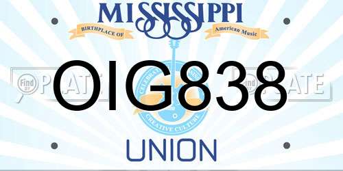 OIG838 Mississippi License Plate