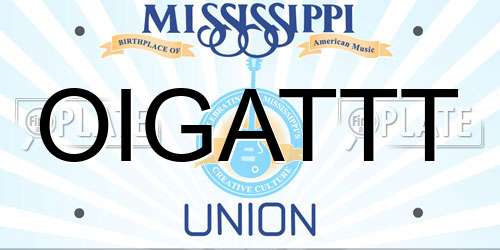 OIGATTT Mississippi License Plate