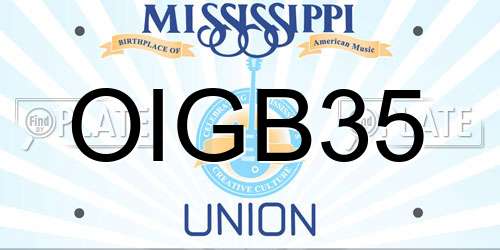 OIGB35 Mississippi License Plate