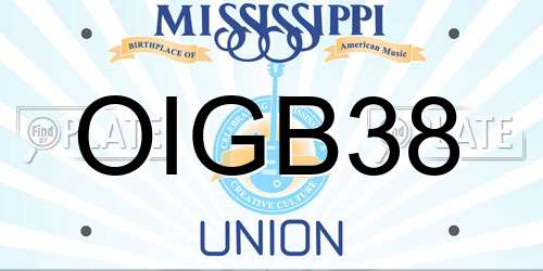 OIGB38 Mississippi License Plate