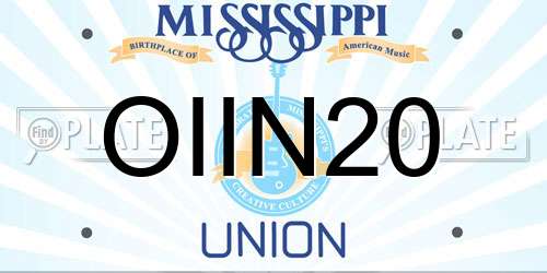 OIIN20 Mississippi License Plate