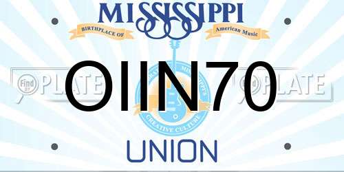 OIIN70 Mississippi License Plate
