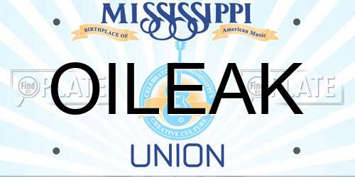 OILEAK Mississippi License Plate