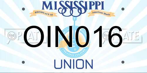 OIN016 Mississippi License Plate
