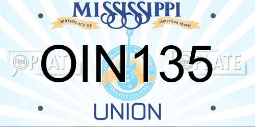 OIN135 Mississippi License Plate