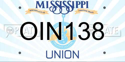 OIN138 Mississippi License Plate