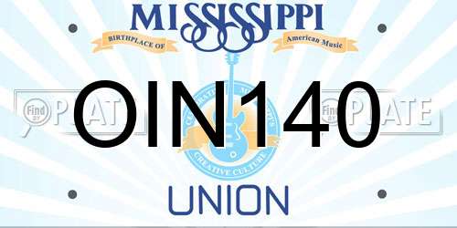 OIN140 Mississippi License Plate