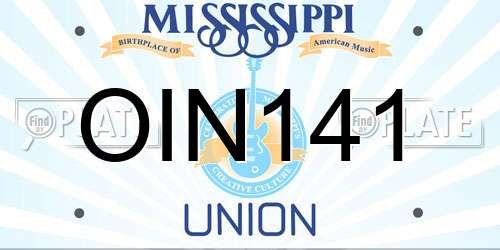 OIN141 Mississippi License Plate
