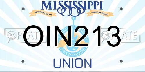 OIN213 Mississippi License Plate