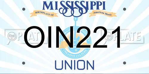 OIN221 Mississippi License Plate