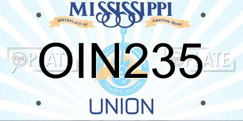 OIN235 Mississippi License Plate