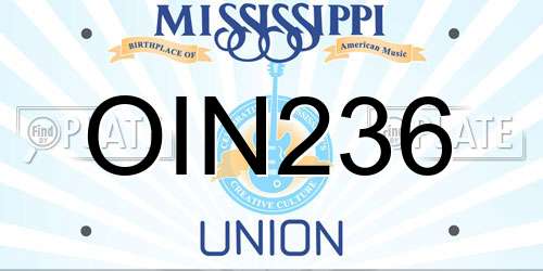 OIN236 Mississippi License Plate