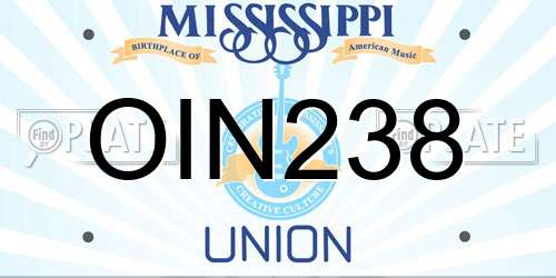 OIN238 Mississippi License Plate