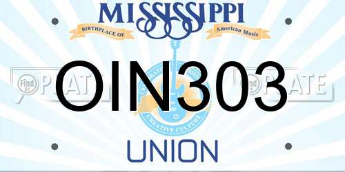 OIN303 Mississippi License Plate