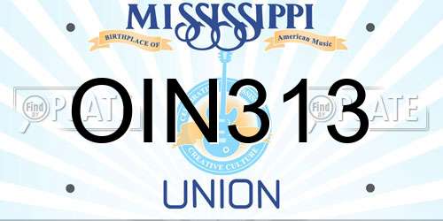 OIN313 Mississippi License Plate