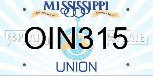 OIN315 Mississippi License Plate