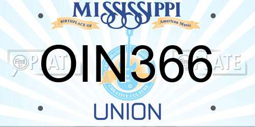 OIN366 Mississippi License Plate