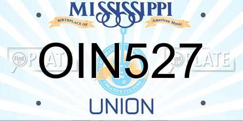 OIN527 Mississippi License Plate