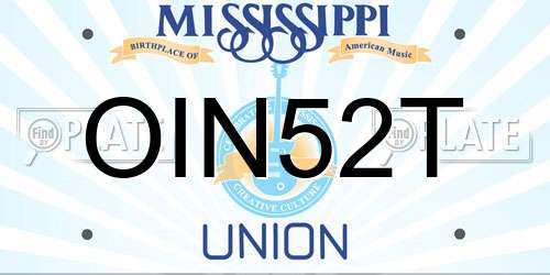 OIN52T Mississippi License Plate
