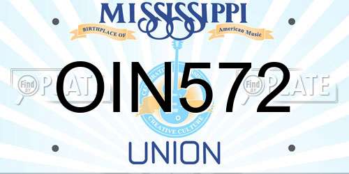 OIN572 Mississippi License Plate