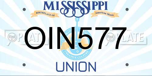 OIN577 Mississippi License Plate