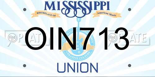 OIN713 Mississippi License Plate