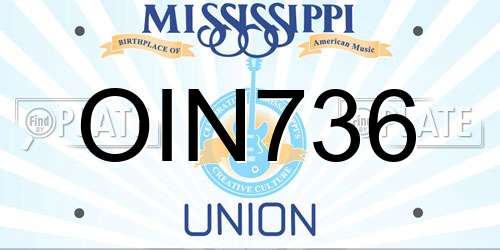 OIN736 Mississippi License Plate