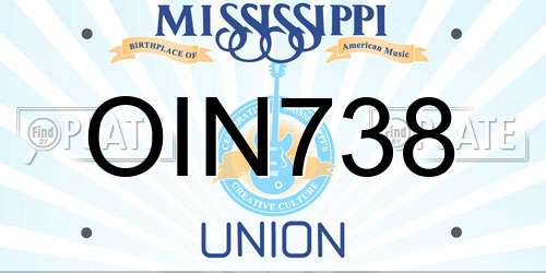 OIN738 Mississippi License Plate