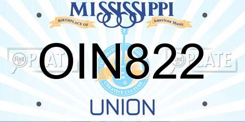 OIN822 Mississippi License Plate