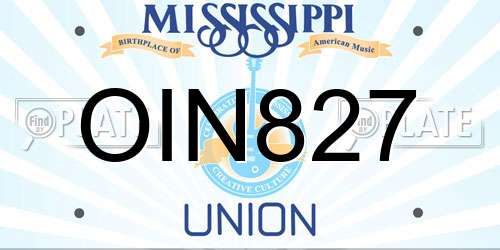 OIN827 Mississippi License Plate