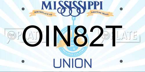 OIN82T Mississippi License Plate