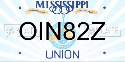 OIN82Z Mississippi License Plate