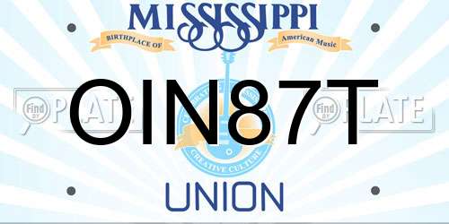 OIN87T Mississippi License Plate