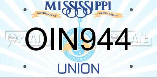 OIN944 Mississippi License Plate