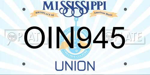 OIN945 Mississippi License Plate