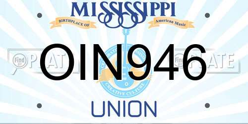 OIN946 Mississippi License Plate