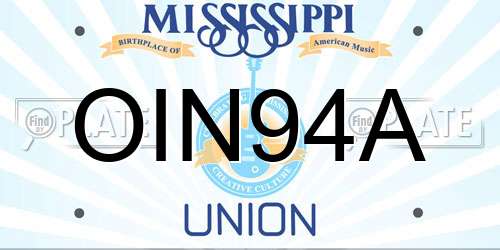 OIN94A Mississippi License Plate