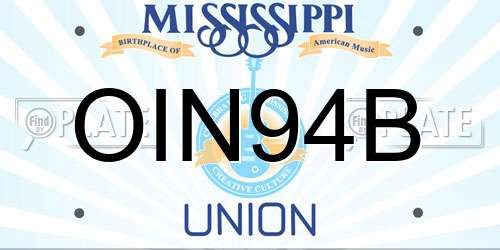 OIN94B Mississippi License Plate