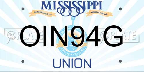 OIN94G Mississippi License Plate