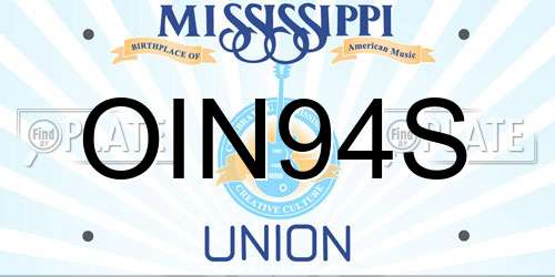 OIN94S Mississippi License Plate