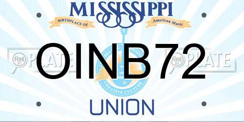 OINB72 Mississippi License Plate
