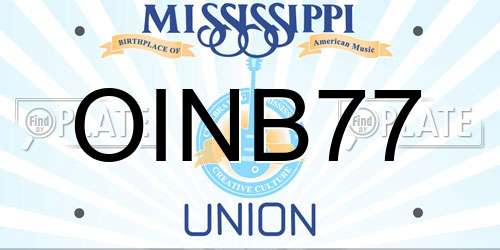 OINB77 Mississippi License Plate